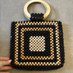 Elegant Black and Gold Beaded Handbag